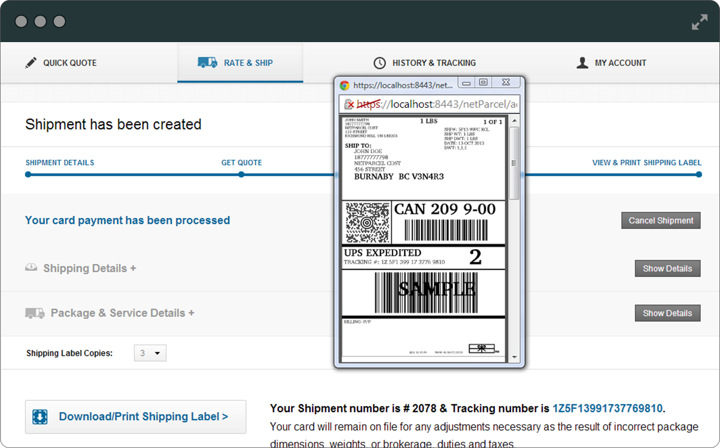 Print labels, schedule, track